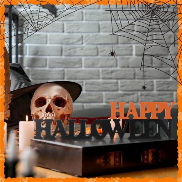 Halloween Table Decorations for Home Happy Halloween Sign Wooden Sign - Picture 3 of 7